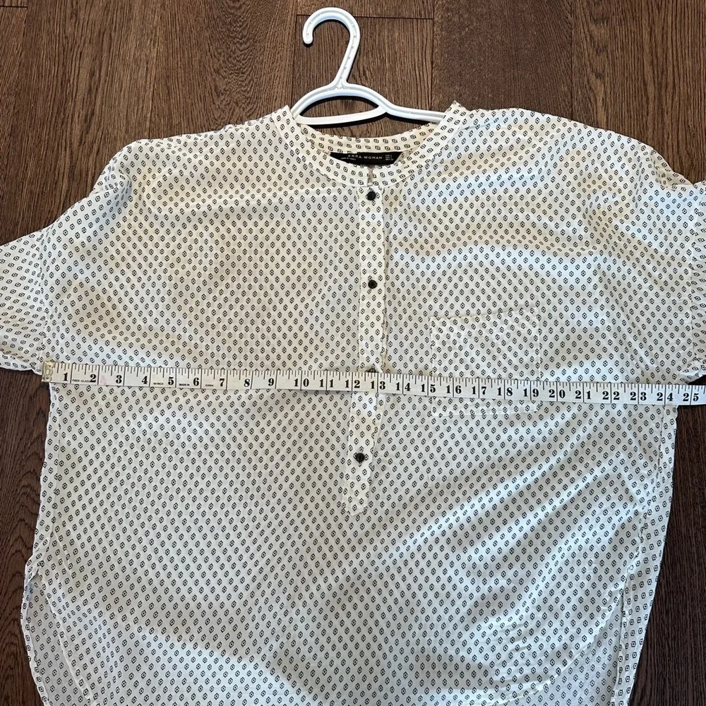 Zara Diamond Pattern  Button-Up Blouse - Picture 9 of 9